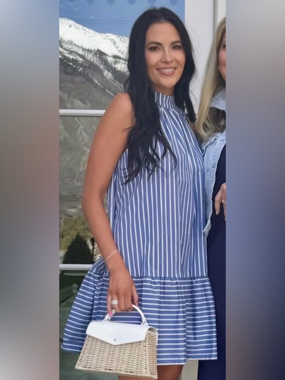 Rachel Parcell Blue and White Striped Dress M